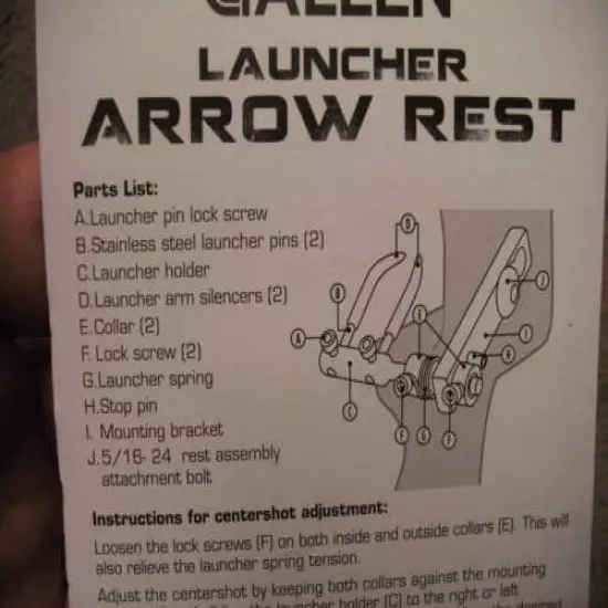 Allen Launcher Arrow Rest, Right Hand Model