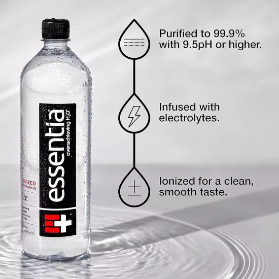 Essentia Water LLC , 99.9% Pure, Infused with Electrolytes, 42.3 Fl Oz Pack 12..