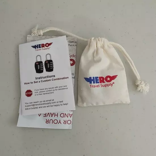 Hero Luggage Lock 2 Pack TSA Approved Locks Black New