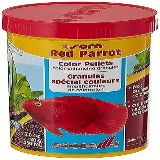 Red Parrot Color Enhancing Fish Food Pellets, 2.8 Ounces Per Container