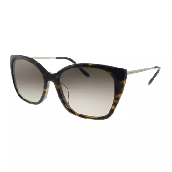 New Prada PR 12XS 2AU3D0 Havana Plastic Cat-Eye Sunglasses Brown Gradient Lens