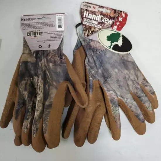 2 pairs of NWT Mossy Oak HandCrew Break up Country Latex Coated Gloves One Size