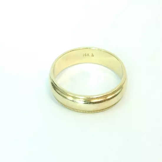 14k Yellow Gold Milgrain Men's 4mm Band Ring Size 10 3/4"