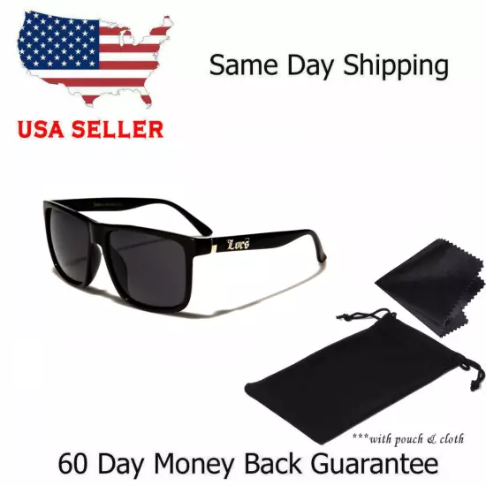 Locs Oversize Gangster Glasses Men Dark Lens Flat Top Large Black OG Sunglasses