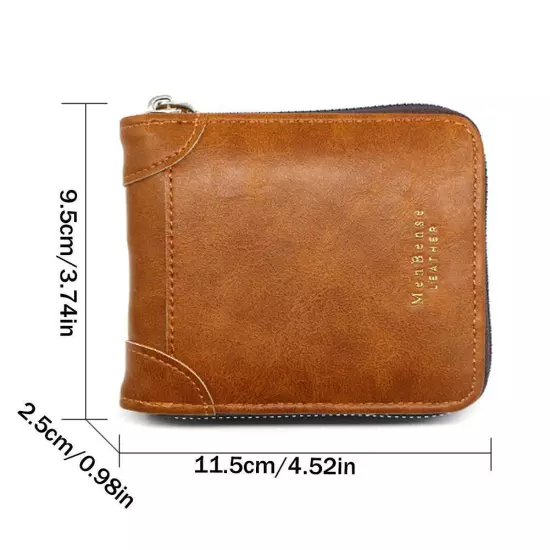 New Men's Wallet Fashion Large Capacity Vintage Men's Zip Money Clip^