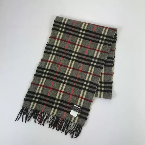 Burberry Wool Scarf Vintage Classic Check Warmer Fringe Winter Neckwear Scarves