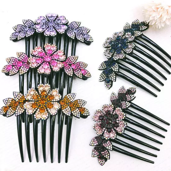 Crystal Flower Hair Comb Clip Shiny Rhinestones Hairpins Women Hair Accessories*