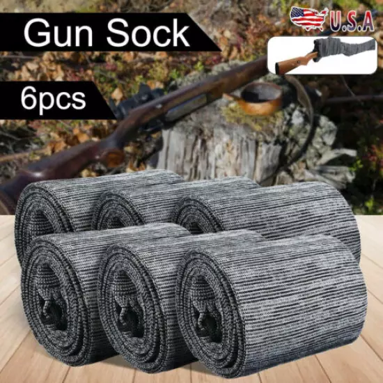 6PCS Silicone Treated Cover Gun Sock Protection Storge Sleeve Up To 55" Gray US