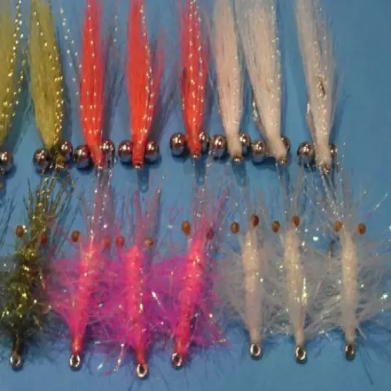 24 crazy charlies/shrimp flies,bass,bonefish,salmon,,sea trout,redfish(size 4)