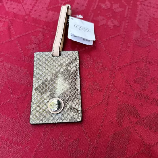 COACH Luggage Tag Embossed Silver/Natural Travel Hanging Tag NWT 67883