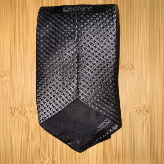 DKNY Striped Gray Black Silk Tie - 58L 3.5W