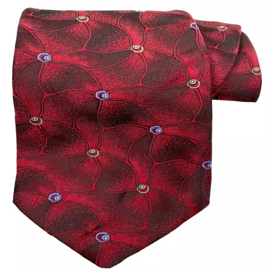 Yves Saint Laurent YSL Red Floral Geometric Vintage Necktie Tie 3" x 54"