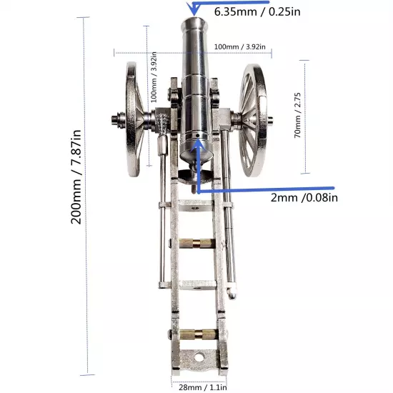 Handmade stainless steel mini cannon Military decoration model collect