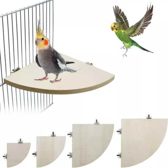 Bird Parrot Corner Perch Flat Platform Stand, Easy to Install, Safe and Stable, 