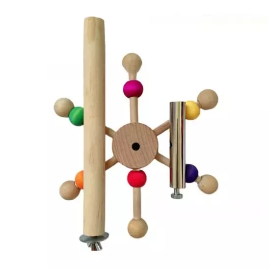 Parrot Toy With Rotating Balls Wood Interactive Bird Sale Stand Parrot N4I8