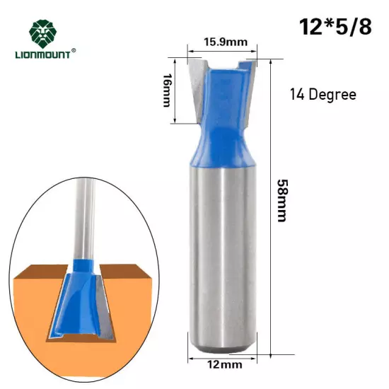 1/4" 12mm 1/2" Shank Dovetail Router Bit Set 1PC/6PCS 8 Degree 14 Degree