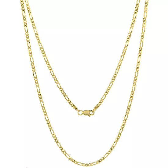 10k Solid Yellow Gold Figaro Chain Necklace 2.23mm-10.25mm Sz 16-30 Inches