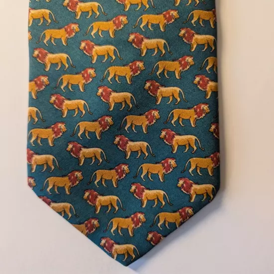 Brooks Brothers Tie Silk Necktie Green Lion Pattern