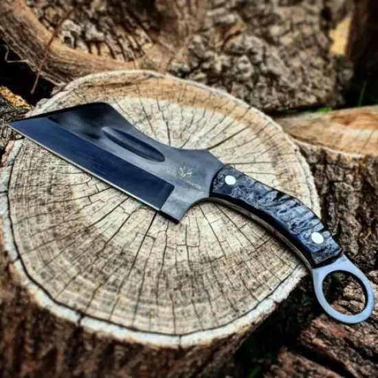 OUTDOOR/CAMPING/KITCHEN HANDMADE BY FORGED HUNTER WITH RAM HORN HANDLE 