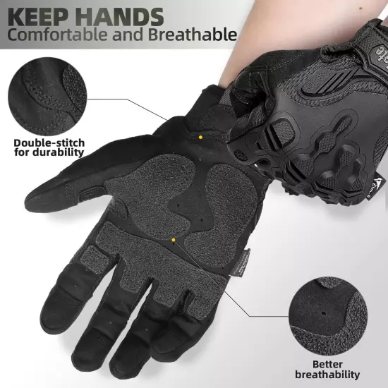 ZUNE LOTOO Full Finger Tactical Gloves for Men, Touchscreen Motorcycle Gloves...