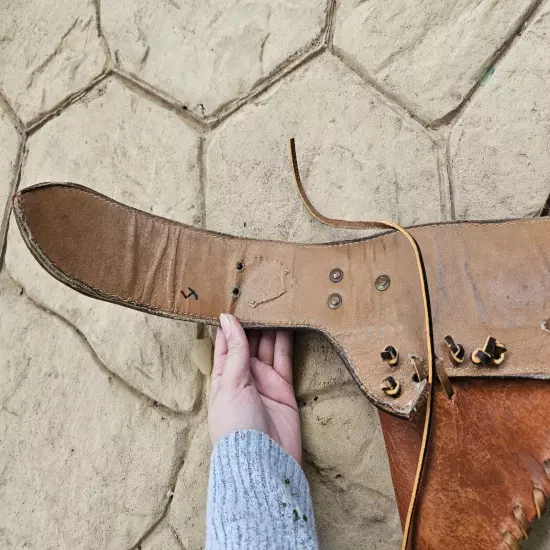 Vintage Leather Belt Gun Holster Reves Mexico Embossed C42 CAL45 Colt Handmade