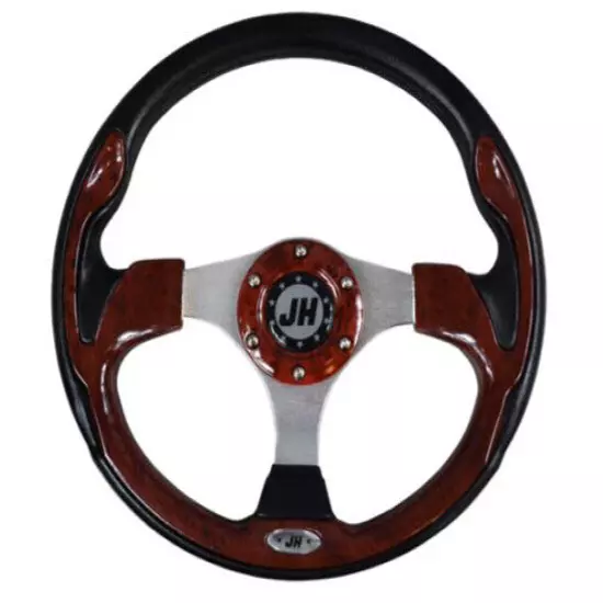 Deluxe Steering Wheel- Dark Wood Grain for STAR Classic Golf Cart