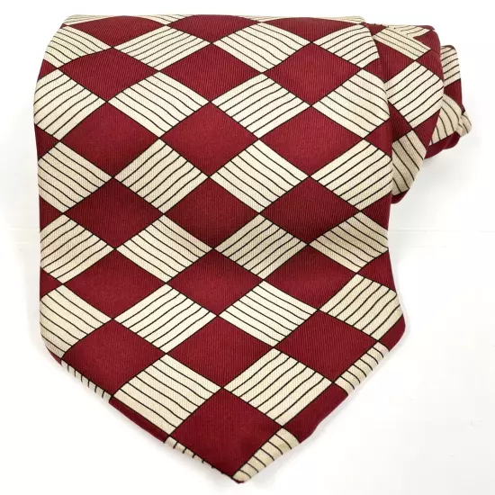 Marks & Spencer Geometric Red Diamond Necktie Silk Tie 4" x 58"