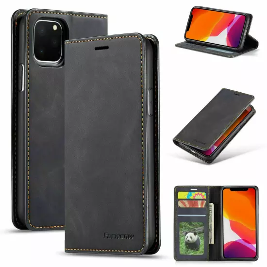 Leather Case For iPhone 16 15 14 13 12 Pro Max XS XR 87+ Flip Wallet Phone Cover