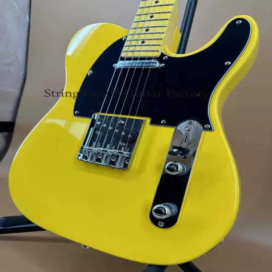 New Yellow Custom TELE Solid Body Electric Guitar Chrome Hardware SS Pickup