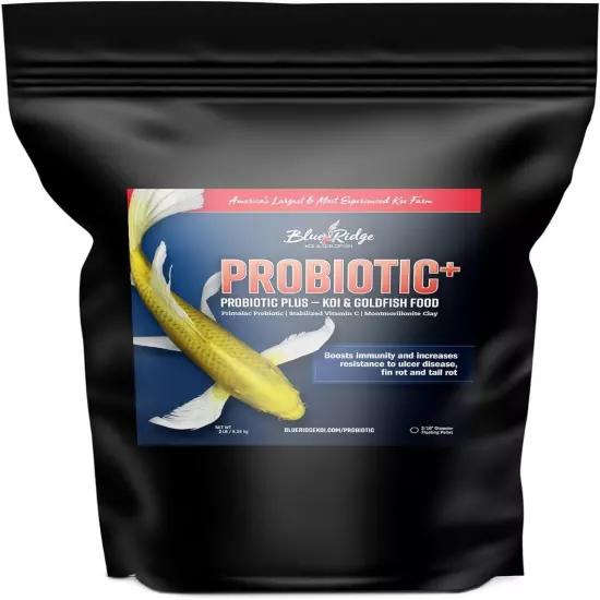 Blue Ridge Koi Fish Food 2lb - Koi Food 3/16” Probiotic Plus, Goldfish Food, Pre