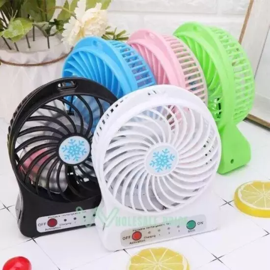 Portable Rechargeable LED Fan air Cooler Mini Operated Desk USB