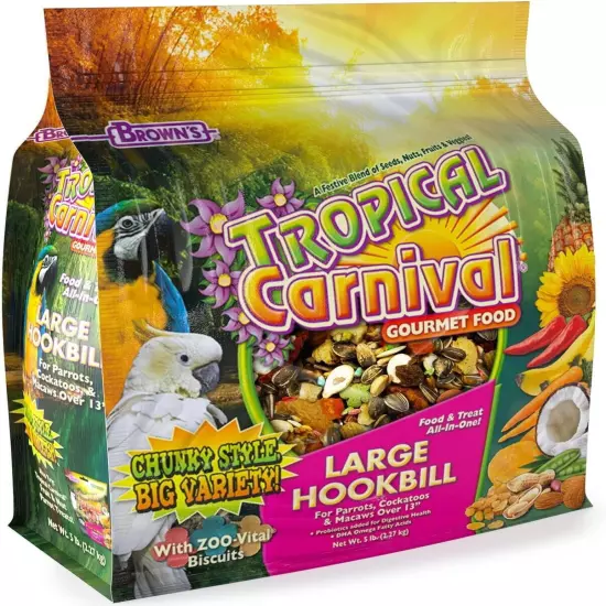 F.M. Brown's Tropical Carnival Gourmet Large Hookbill Food for Parrots, Cockatoo