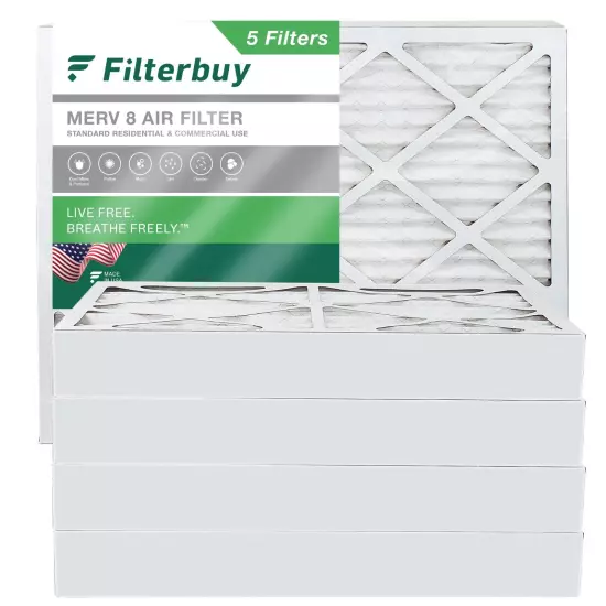 Filterbuy 20x24x4 Pleated Air Filters, Replacement for HVAC AC Furnace (MERV 8)