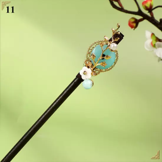 Womens Flower Wooden Chopsticks Hair Hairpin Hair Stick Chinese Style Retro❥