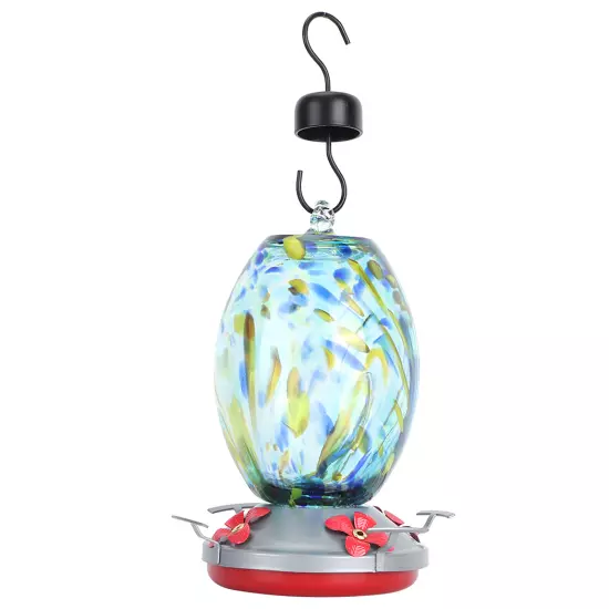 Q2)Hummingbirds Water Feeder Colorful Painting Glass Bird Feeding Tool For