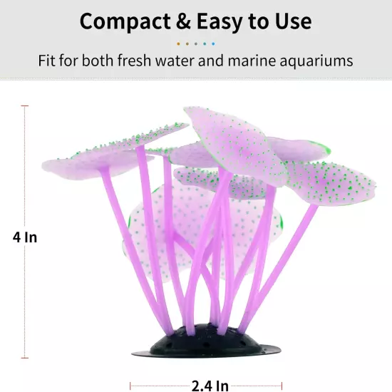 Silicone Coral Plant Decorations Glowing Artificial Ornament for Fish Tank Aquar