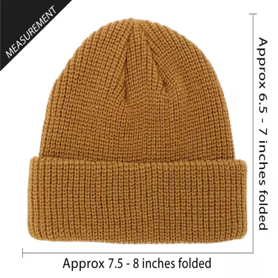 Warm Winter Knit Cuff Beanie Cap Fisherman Watch Cap Daily Ski Hat Skully