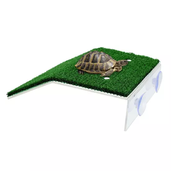 Tortoise Turtle Platform Basking Terrace Climbing Ladder Simulated Lawn PP beflz