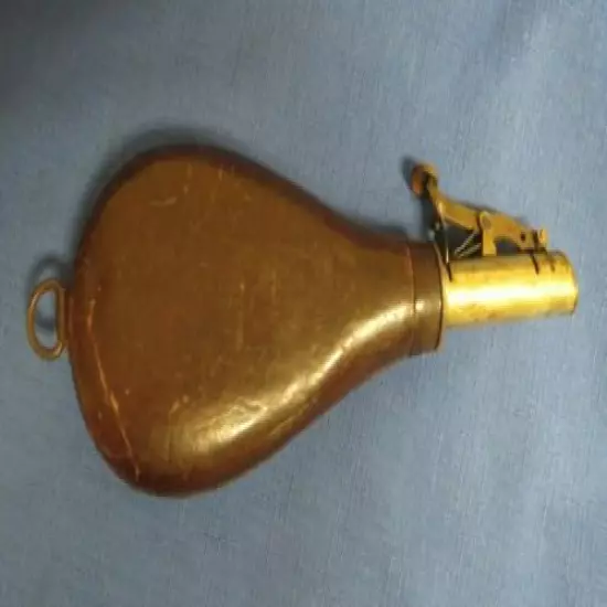 Antique 19th C Leather Shot Flask 