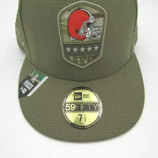 New Era Cleveland Brown Football Salute to Service Fitted USA Hat Sz 7 1/2