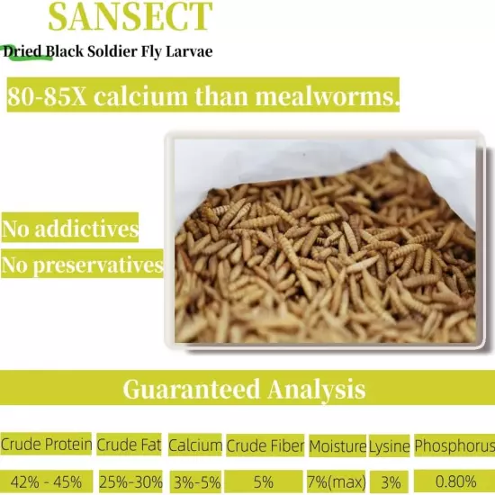 5LB Non-Gmo, High Calcium, Natural Dried Black Solider Fly Larvae for Chickens, 