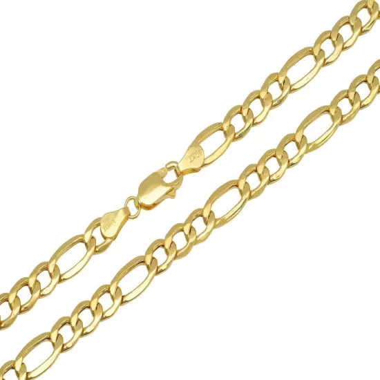 10k Yellow Gold 2mm-9.5mm Figaro Link Chain Necklace Bracelet 7"-30" Hollow