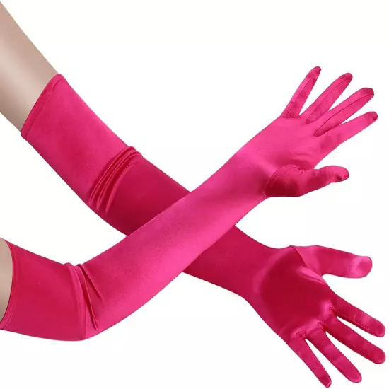 Womens Satin Evening Gloves 21'' Long Party Dance Elbow Length Opera Gloves US