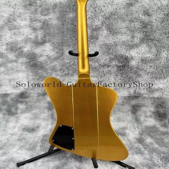 Solid Body Custom Firebird Gold Electric Guitar Gold Hardware Black Pickguard