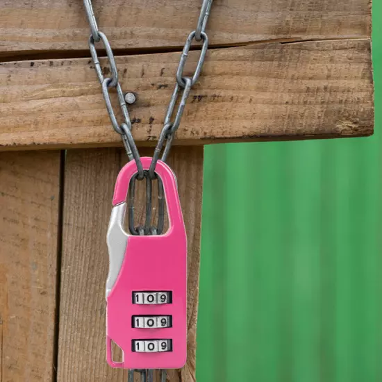 Mini 3 Digit Combination Padlock Zinc Alloy Travel Luggage Lock (Pink)