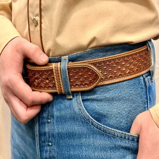 Western Belt Handmade Strap Men's Full Grain Leather No Buckle Cowboy Rodeo Belt