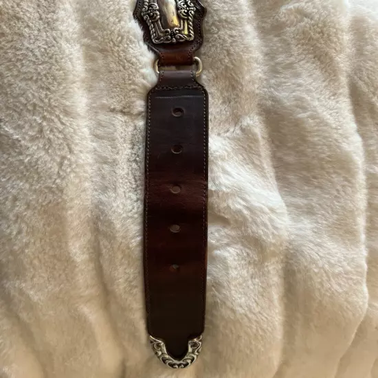 *NWT* Vtg 1997 Nadin USA, Western Leather Belt, Brown with silver accents