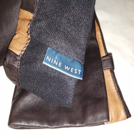 Nine West lined brown leather gloves womens size L