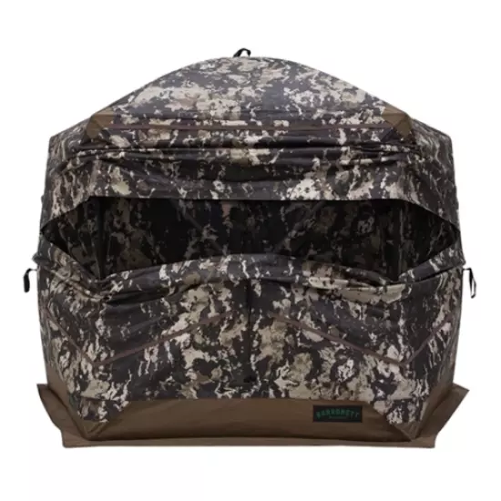 Barronett Ox 5 Hub 4 Person Pop Up Hunting Blind Ground Tent, Crater Core Camo