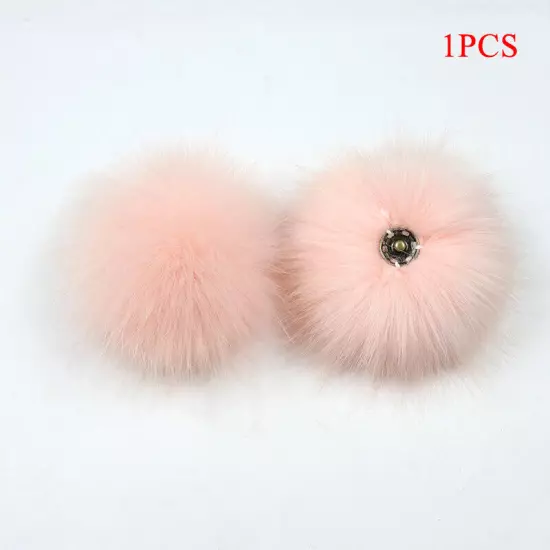 Fluffy Faux Fox Fur Pompom 8cm Pom Poms Ball with Dark Buckle DIY for Hat Bags"